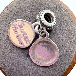 Pandora Sterling Silver 925 Sweet Mother CZ Dangle Charm Size 1" Length